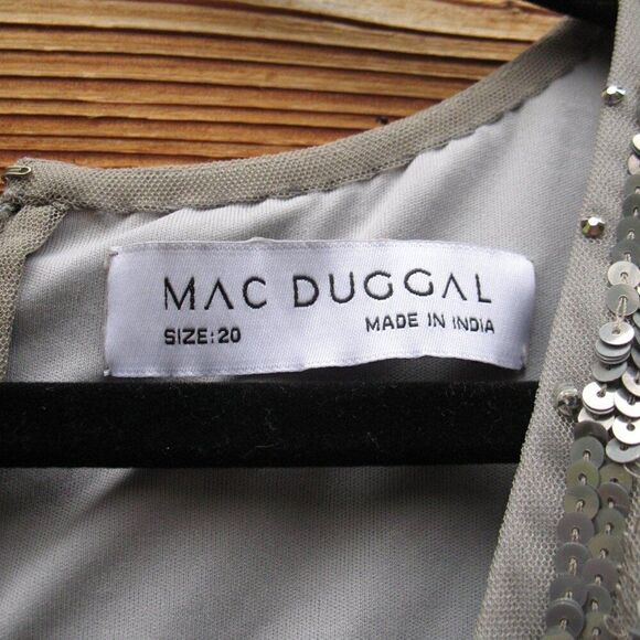 Mac Duggal 20263 Womens Silver SEQUINED FAUX WRAP SPLIT LONG SLEEVE GOWN Dress - Picture 13 of 14